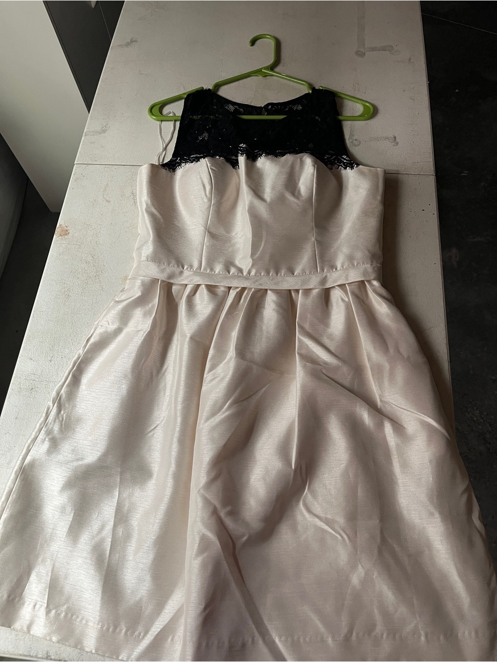 Signature Black Lace Bodice Cream A-Line Formal Dress